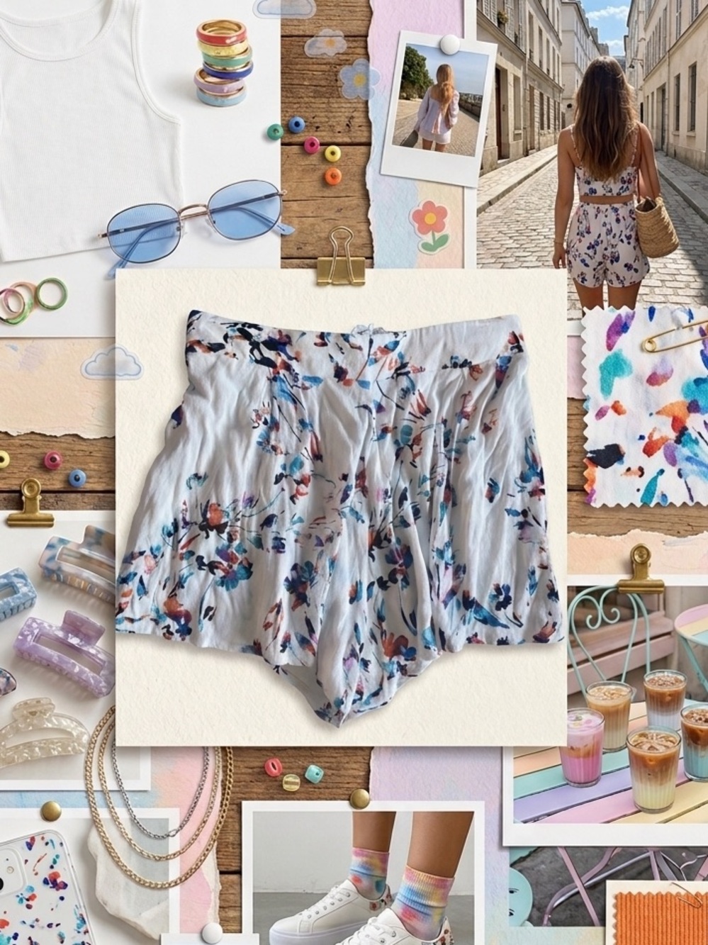Floral High-Waist Light Flowy Shorts